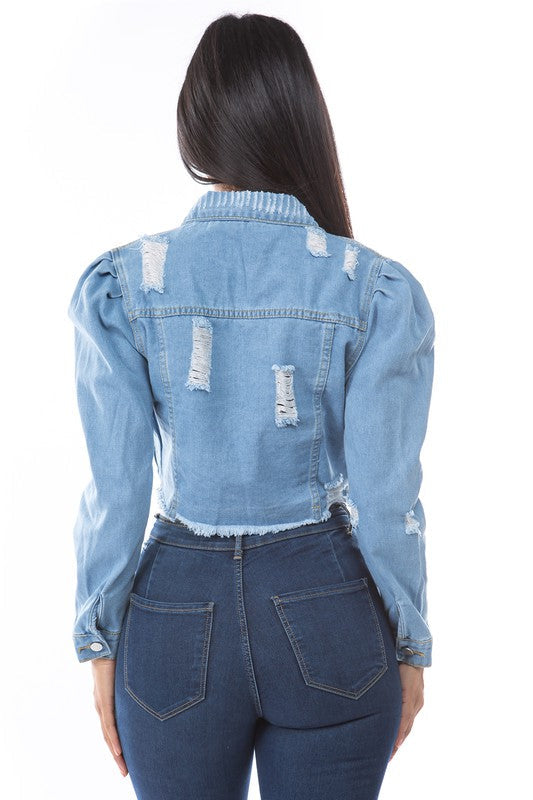 “Miss Cute Stuff” Denim Crop Jacket