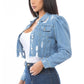 “Miss Cute Stuff” Denim Crop Jacket