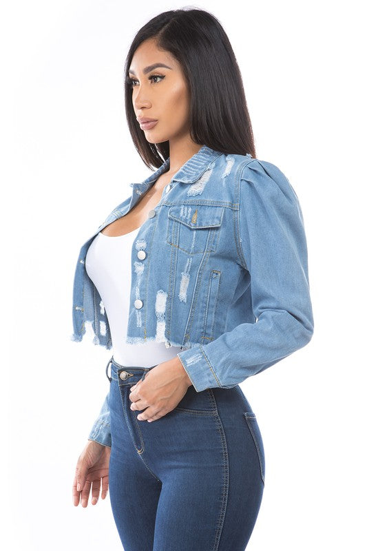 “Miss Cute Stuff” Denim Crop Jacket