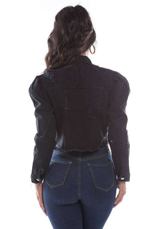 “Miss Cute Stuff” Denim Crop Jacket