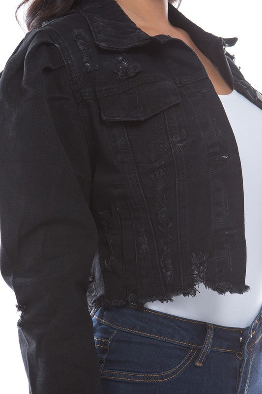“Miss Cute Stuff” Denim Crop Jacket