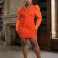 Two-Tone Orange Zip-Up Dress