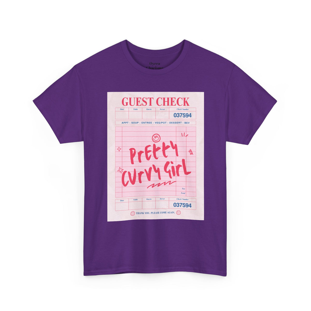 Pretty Curvy Girl Tee — Pink Guest Check Graphic Shirt