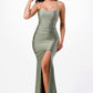 Back lace up mermaid dress with waist shirring