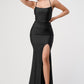 Back lace up mermaid dress with waist shirring