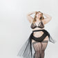 Lindsay: Foot Loose & Fancy Free, Footless Black Stripe Fishnet Thigh Highs