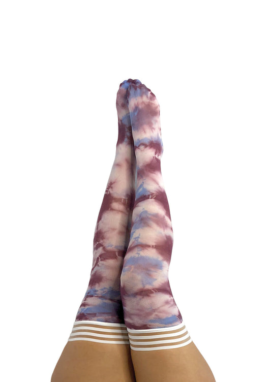 Madisen: Blue and Purple Tie Dye Thigh Highs