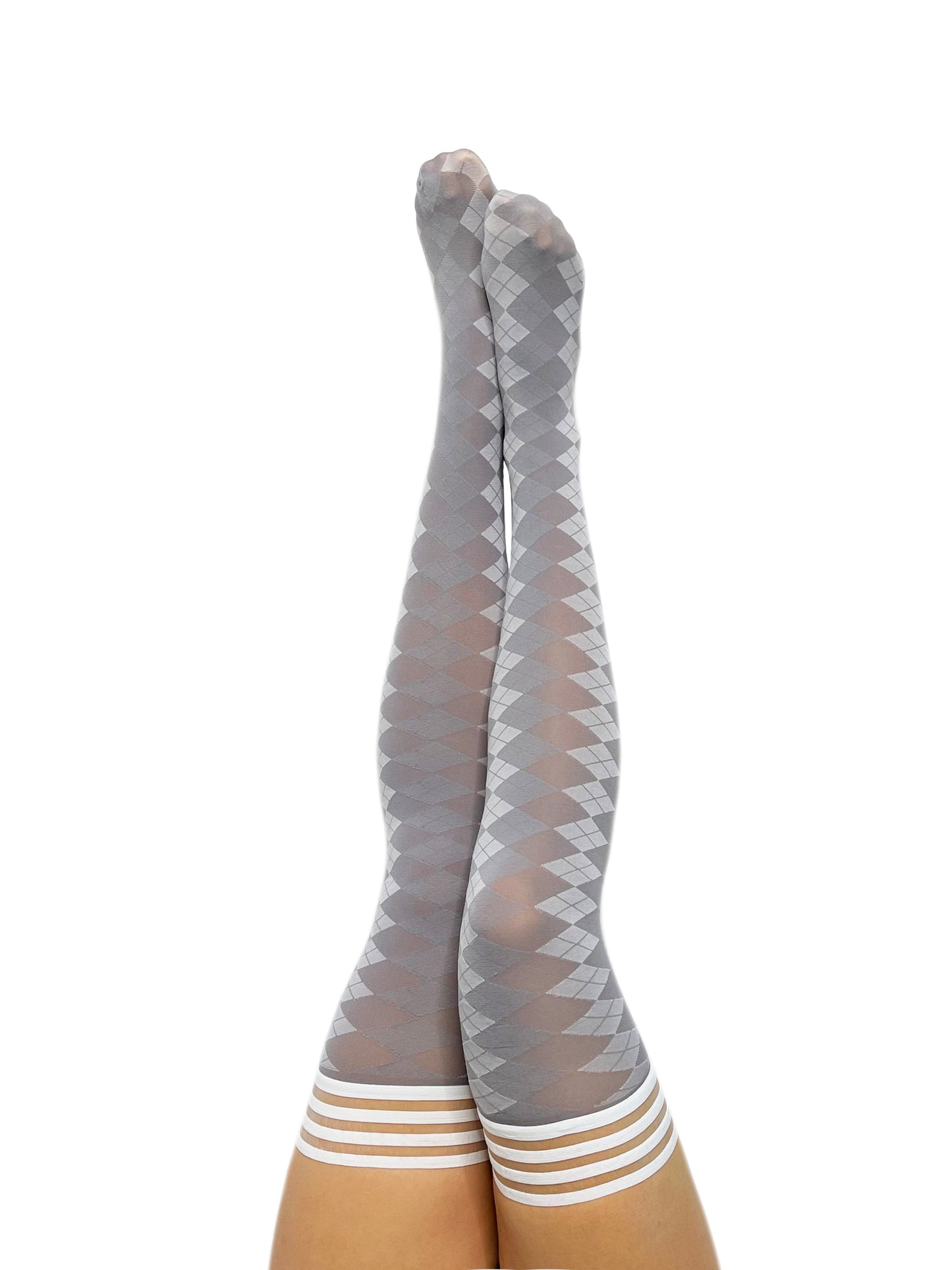 Par 4 - Grey Argyle Thigh Highs