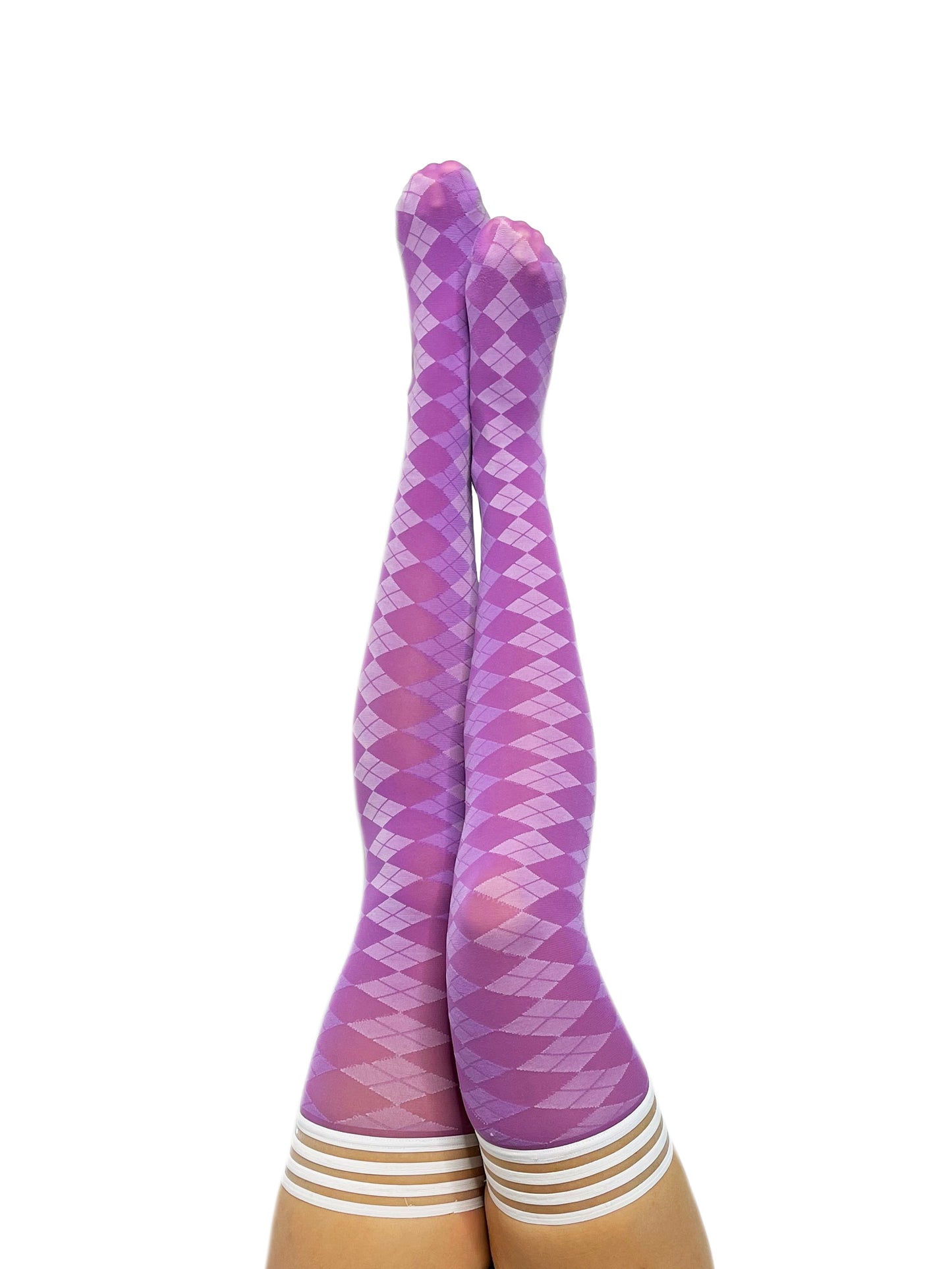 Par 4 - Purple Argyle Thigh Highs