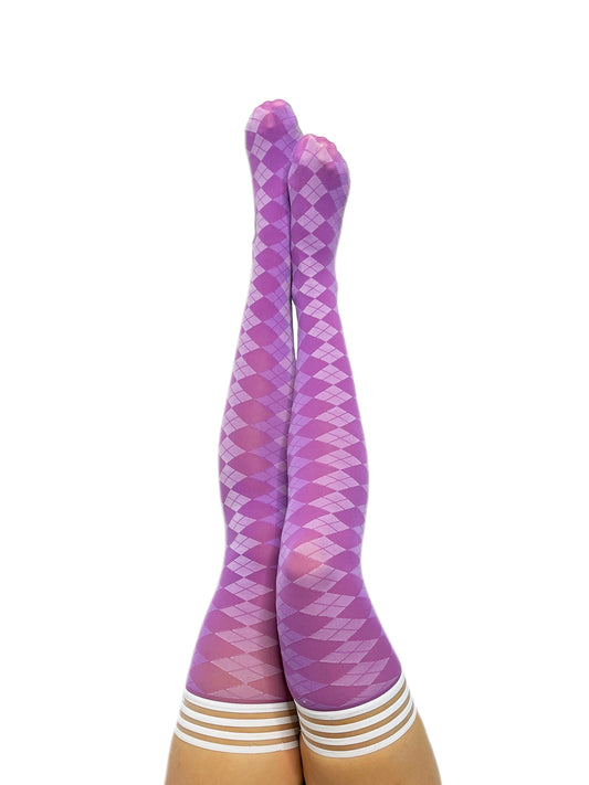 Par 4 - Purple Argyle Thigh Highs