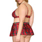 Rose Plaid Bra and Skirt