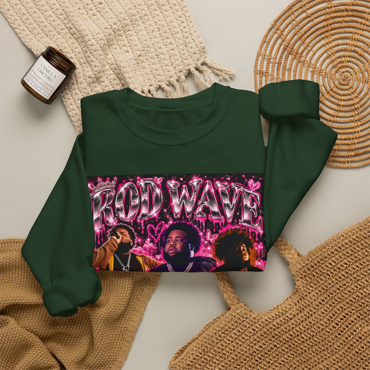 “Rod Wave” Pink Crewneck Sweatshirt