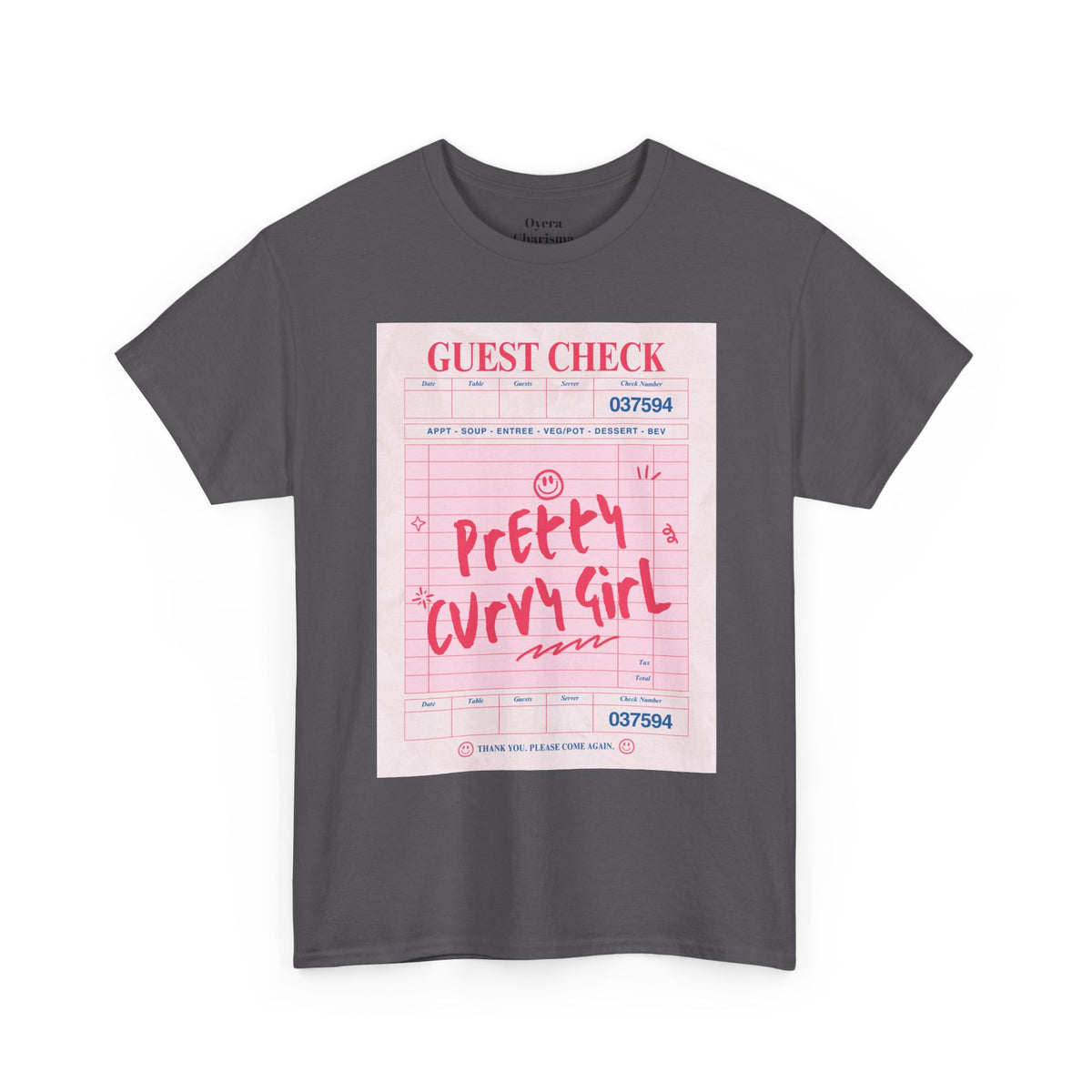 Pretty Curvy Girl Tee — Pink Guest Check Graphic Shirt