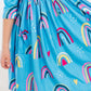 Turquoise Twilight 3/4 Sleeve Pocket Twirl Dress