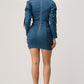 Denim Ruched Corset Mini Dress