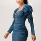 Denim Ruched Corset Mini Dress