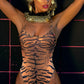 Aliza: High Cut Adjustable Strap One Piece in Tiger