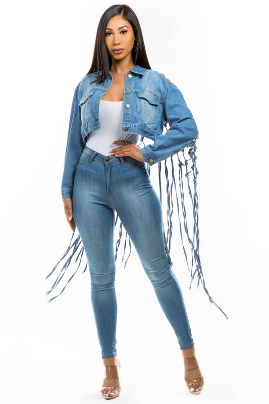 “Flex On ‘Em” Denim Crop Jacket