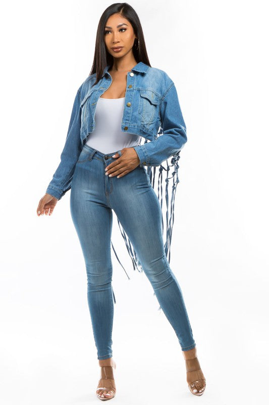 “Flex On ‘Em” Denim Crop Jacket