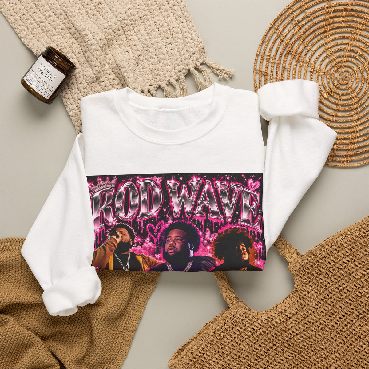 “Rod Wave” Pink Crewneck Sweatshirt
