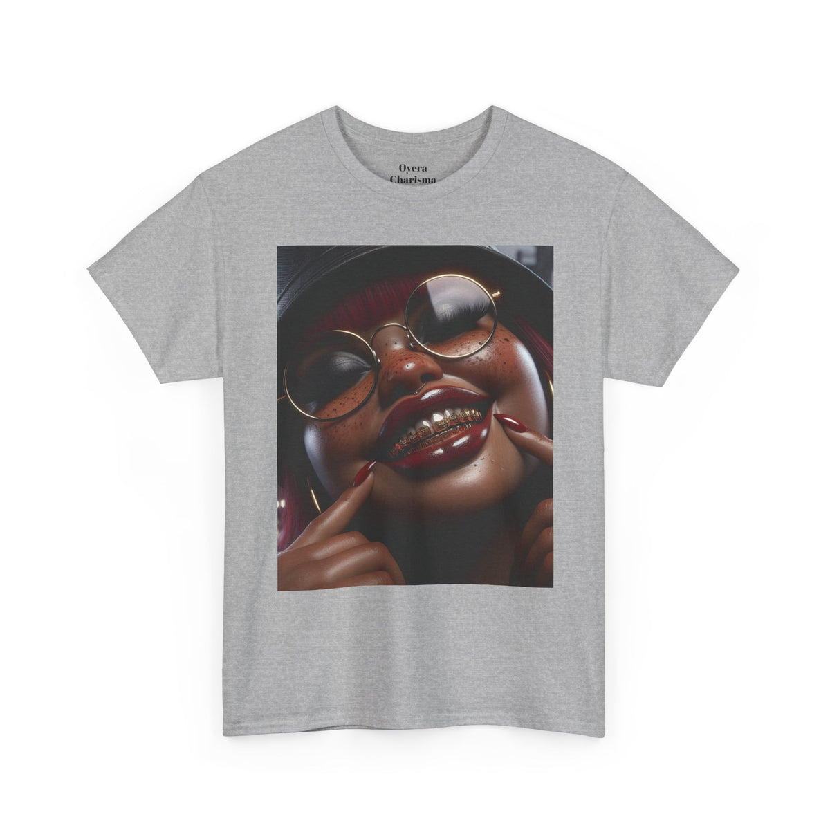 Smiling Afro Woman Graphic Tee — Bold Urban Portrait T-Shirt