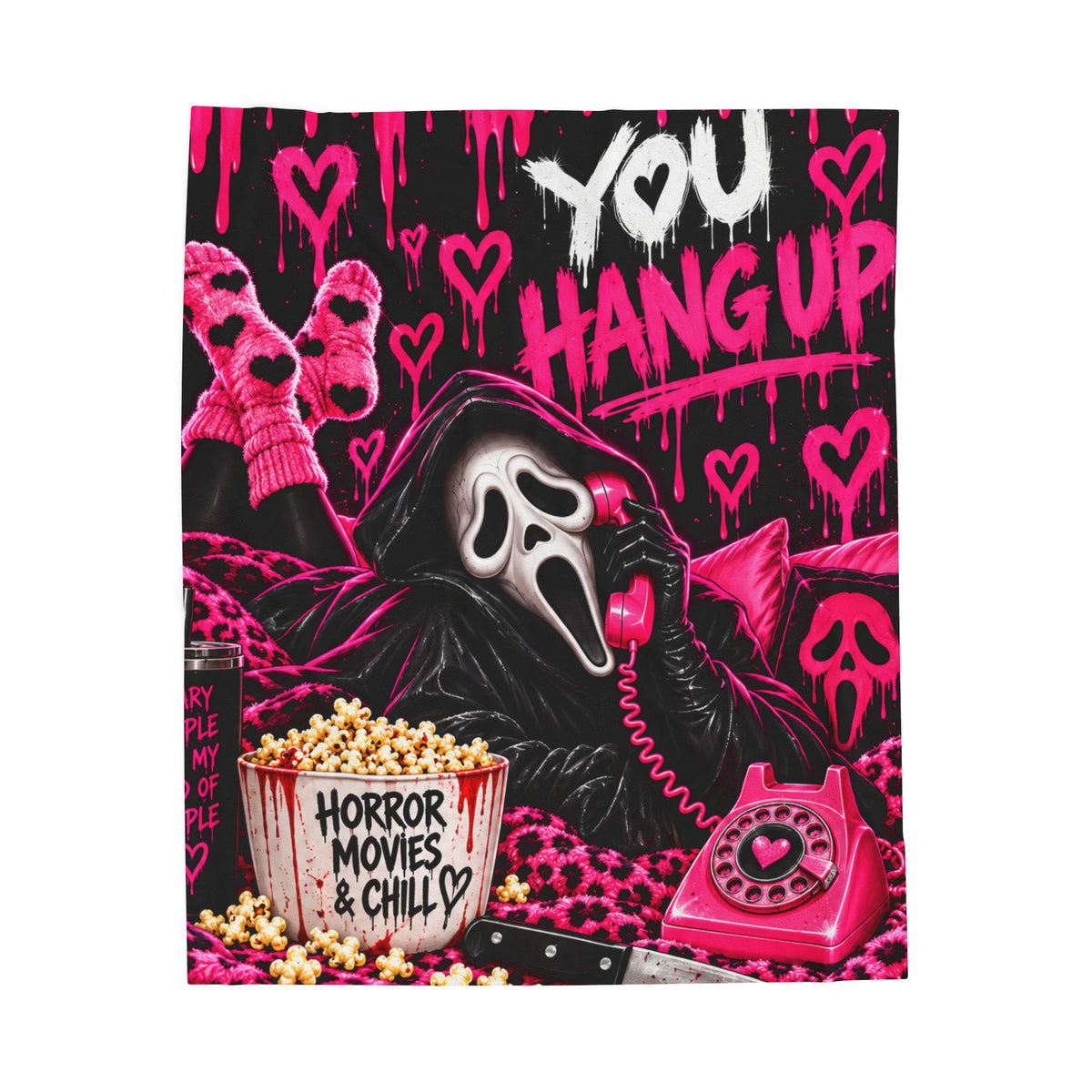 You Hang Up Horror Movie & Chill Velveteen Plush Blanket