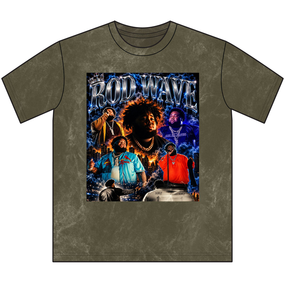 “Rod Wave” Blue Vintage Crewneck Tee