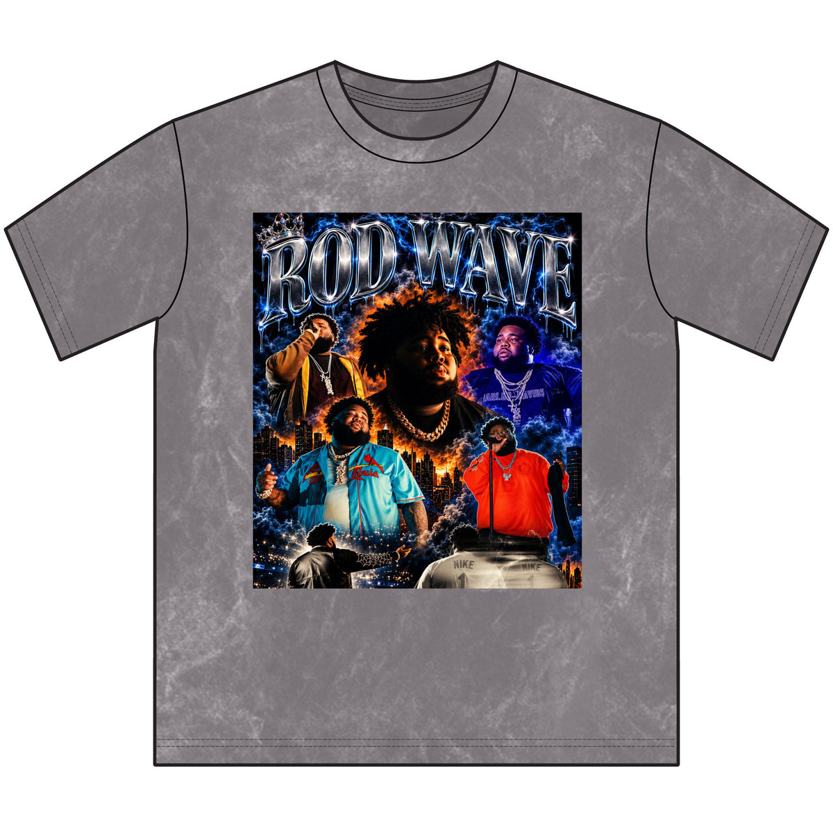 “Rod Wave” Blue Vintage Crewneck Tee