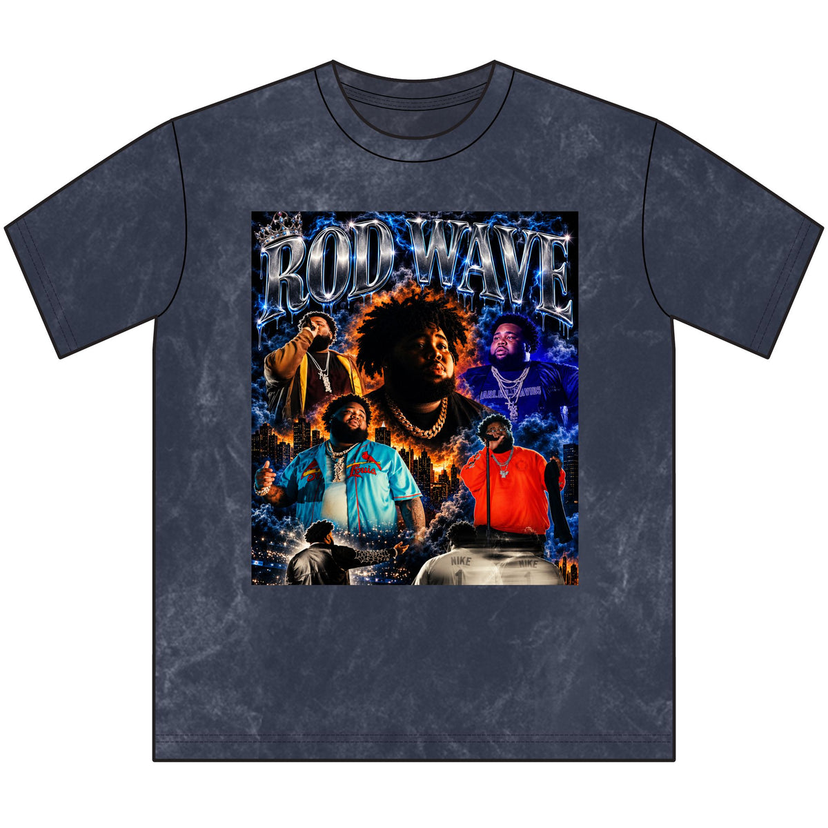 “Rod Wave” Blue Vintage Crewneck Tee