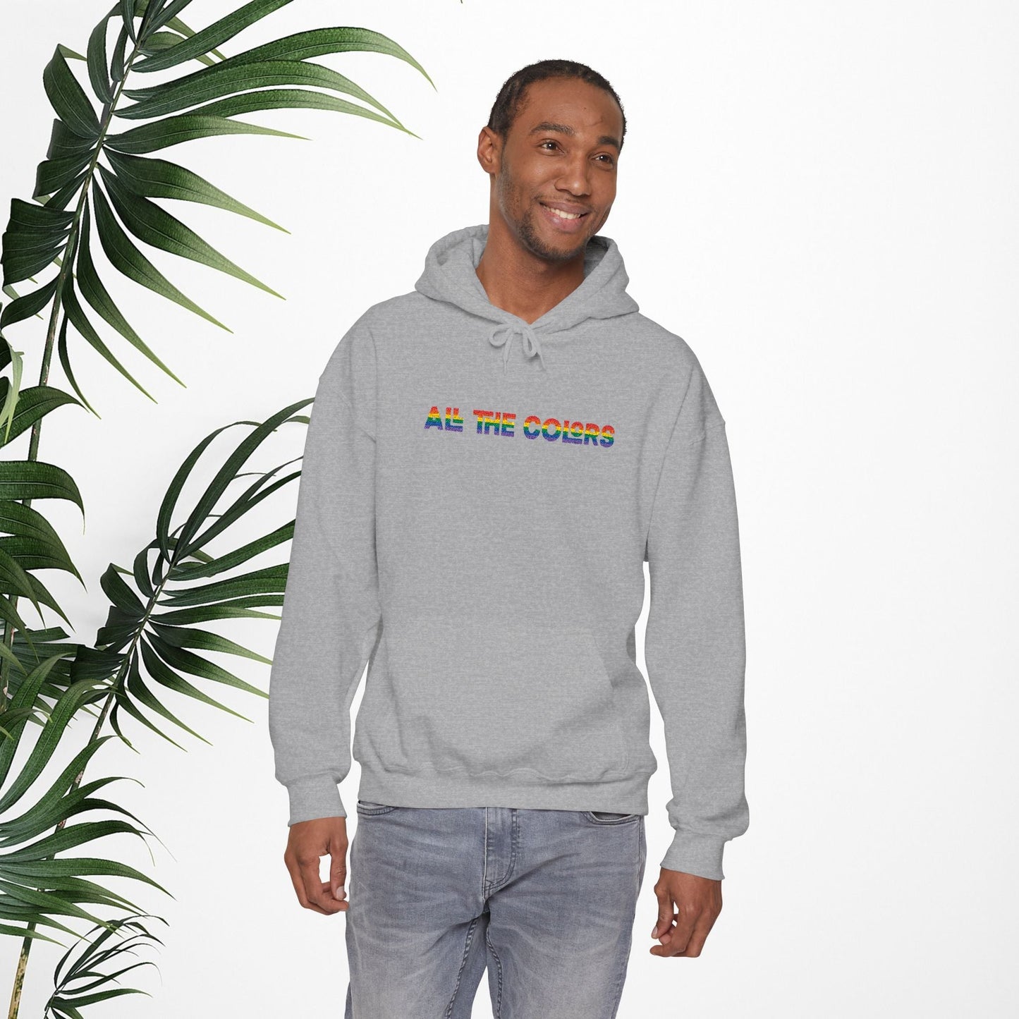 "All the Colors" Rainbow Embroidered Unisex Heavy Blend™ Hooded Sweatshirt