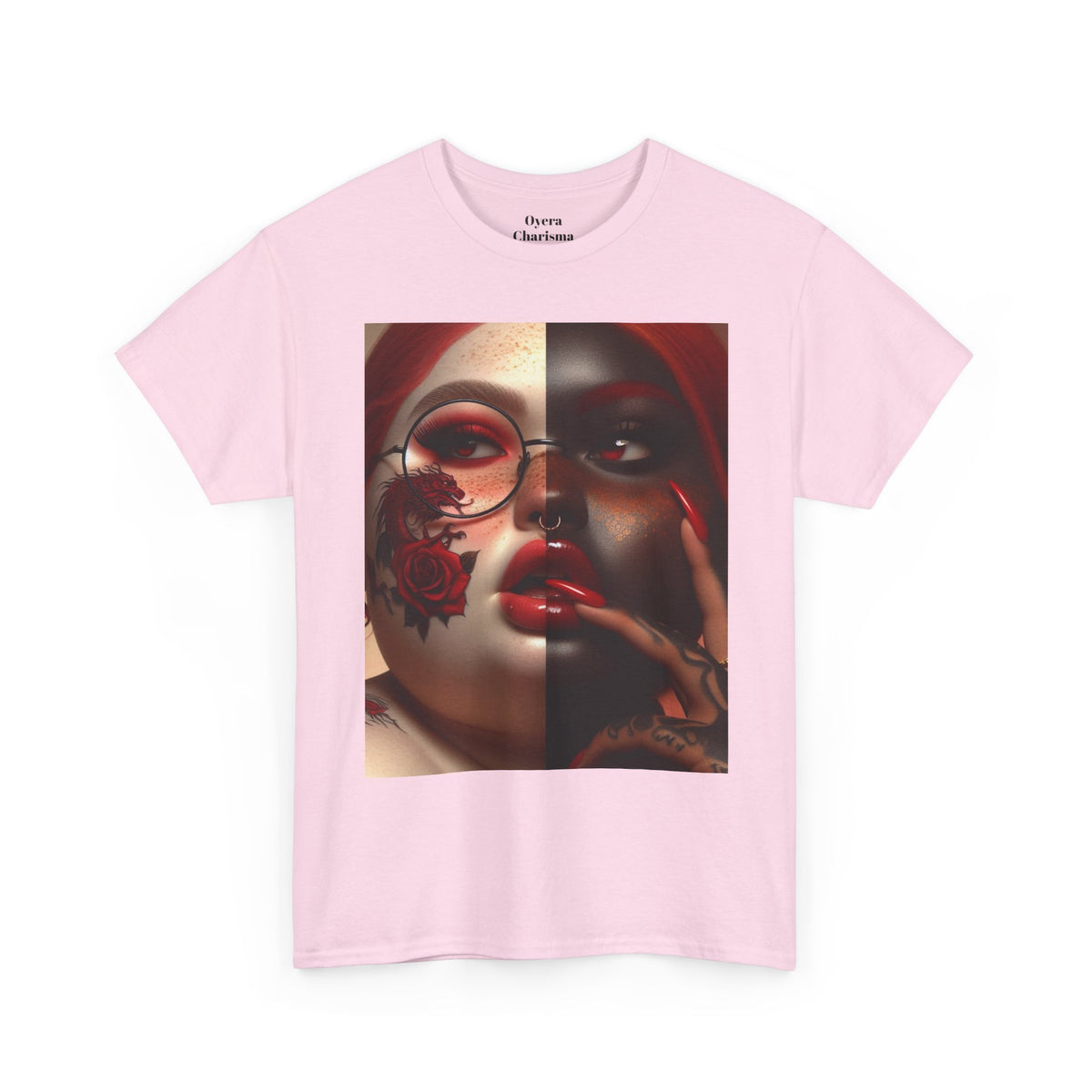 Graphic Tee — Dual-Faced Gothic Rose Portrait