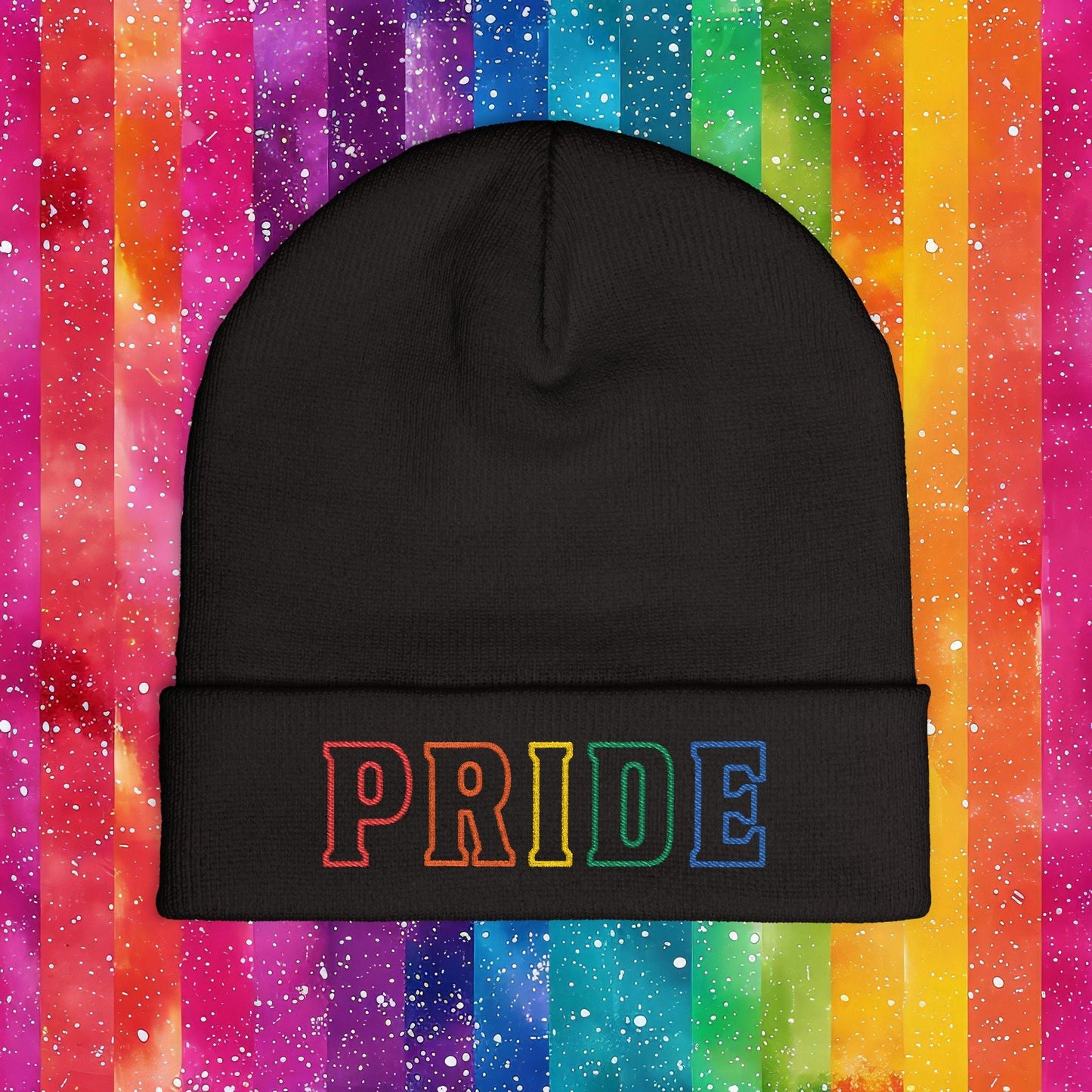 Rainbow LGBTQ+ Pride Embroidered Knit Beanie