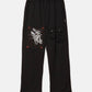 Konus Men's Wide Print Patch French Terry Sweatpants in Black