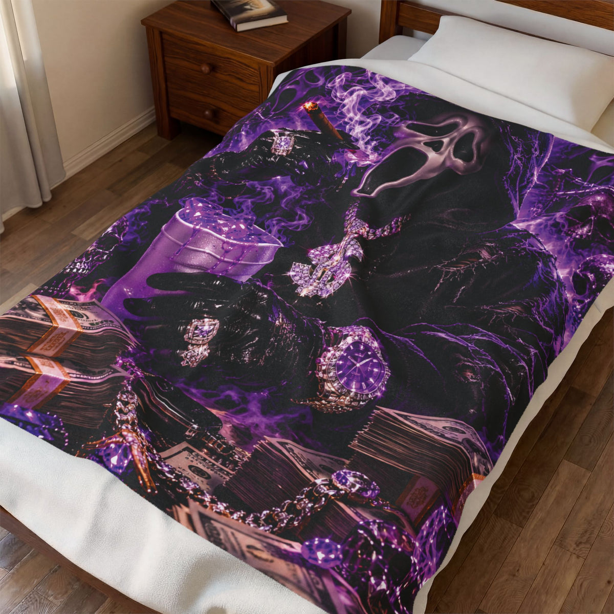 Gothic Ghostface Purple Velveteen Plush Blanket