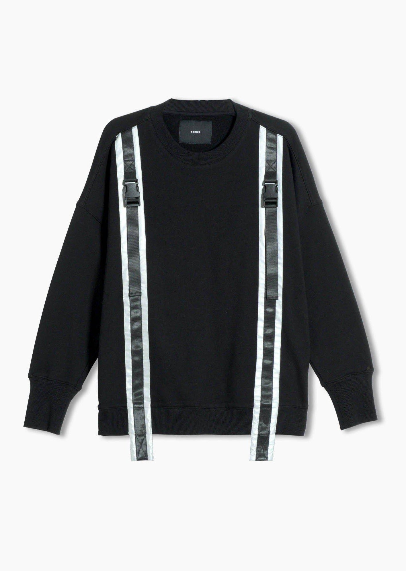 Men's Sweatshirt Reflective Tape Sweatshirt in Black