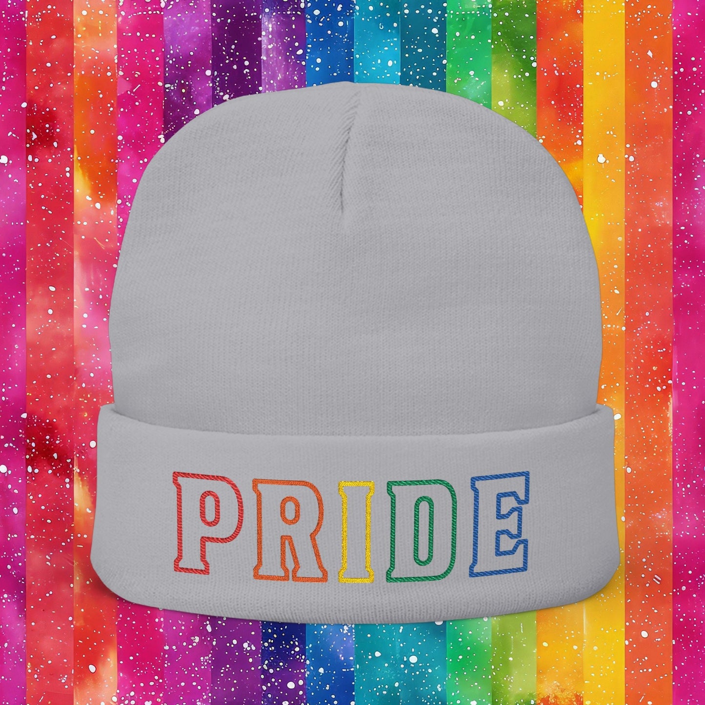 Rainbow LGBTQ+ Pride Embroidered Knit Beanie