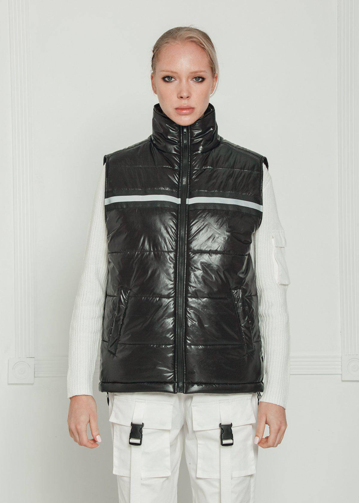 Men's Zip-Up Puffer Vest In Black