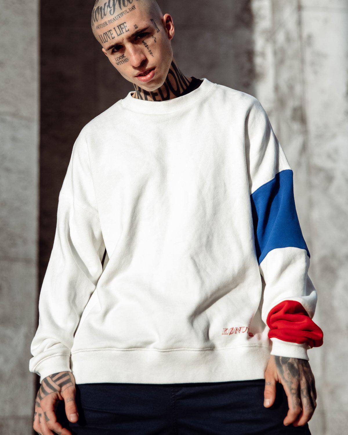Konus Men's Color Blocked Sweatshirt in White