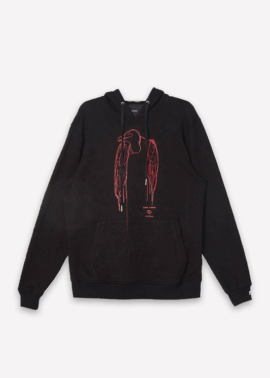 Konus Men's Vulture Print Hoodie in Black