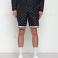 Konus Men's Tonal Checkered Shorts with Tape in Black