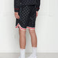 Konus Men's Tonal Checkered Shorts with Tape in Black