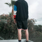 Konus Men's Tonal Checkered Shorts with Tape in Black