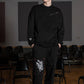 Konus Men's Wide Print Patch French Terry Sweatpants in Black