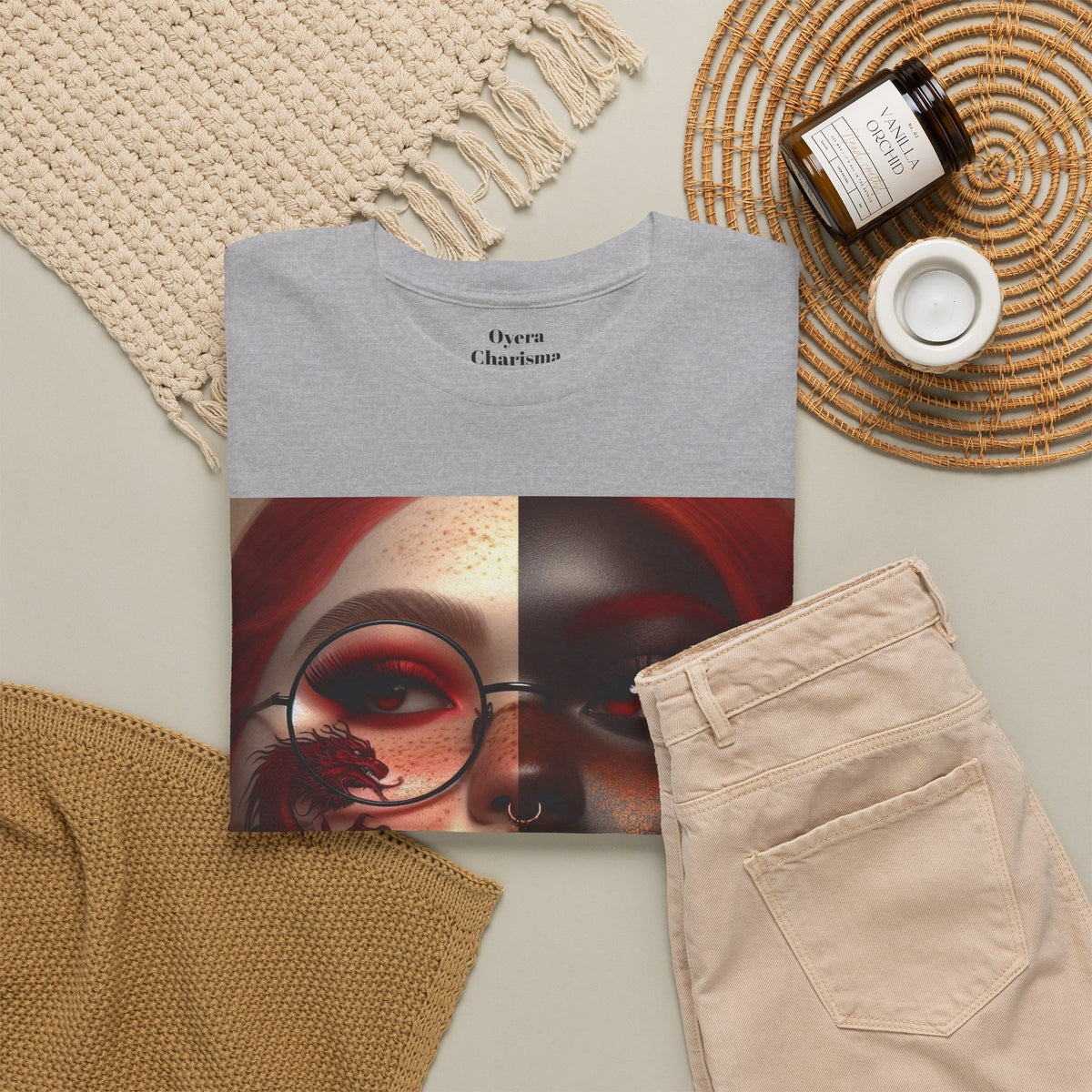 Graphic Tee — Dual-Faced Gothic Rose Portrait