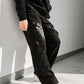Konus Men's Wide Print Patch French Terry Sweatpants in Black
