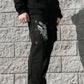 Konus Men's Wide Print Patch French Terry Sweatpants in Black