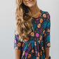 Skeleton Web 3/4 Sleeve Pocket Twirl Dress