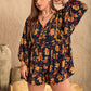 Floral Tie Neck Balloon Sleeve Romper