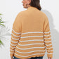 Zip-Up Striped Sweater