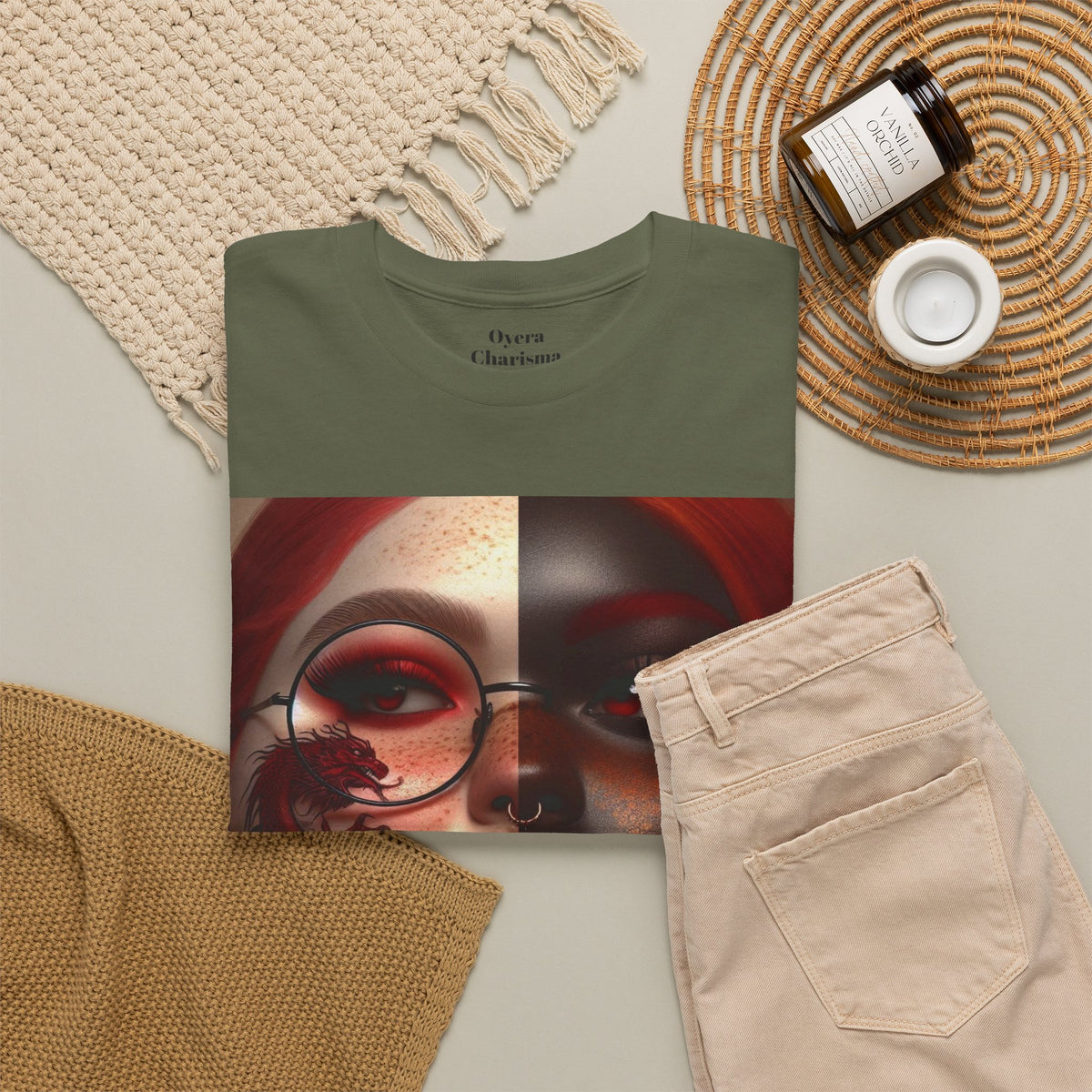 Graphic Tee — Dual-Faced Gothic Rose Portrait